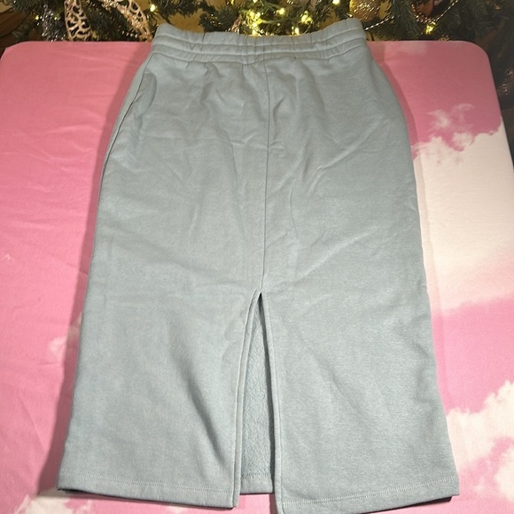 Zara Women’s Fleece Drawstring Midi Skirt Sage Green Size Large NEW - Picture 6 of 15